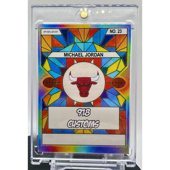 Michael Jordan SP Stained Glass Cracked Ice Holographic Custom Trading Card Bull - Picture 2 of 2
